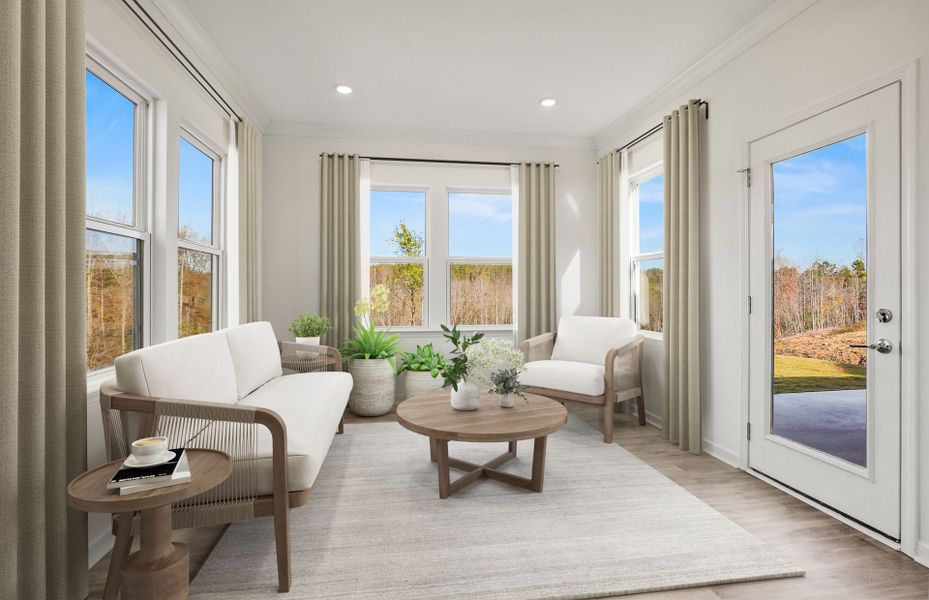 Representative furnished interior of a home built from the Kirby by Pulte Homes in Wimberly, Willow Spring (Image 4).
