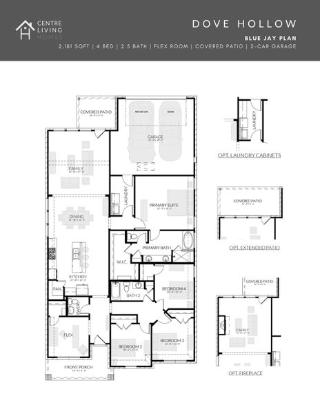 2D floor plan layout of this home in Dove Hollow, Waxahachie, TX (Image 3).