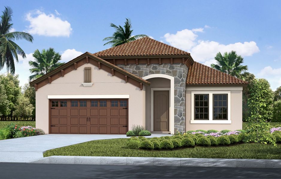 Representative exterior photo of a completed home built from the Fresh Spring by Neal Communities in Boca Royale Golf & Country Club at Wellen Park, Englewood, FL (Image 2).
