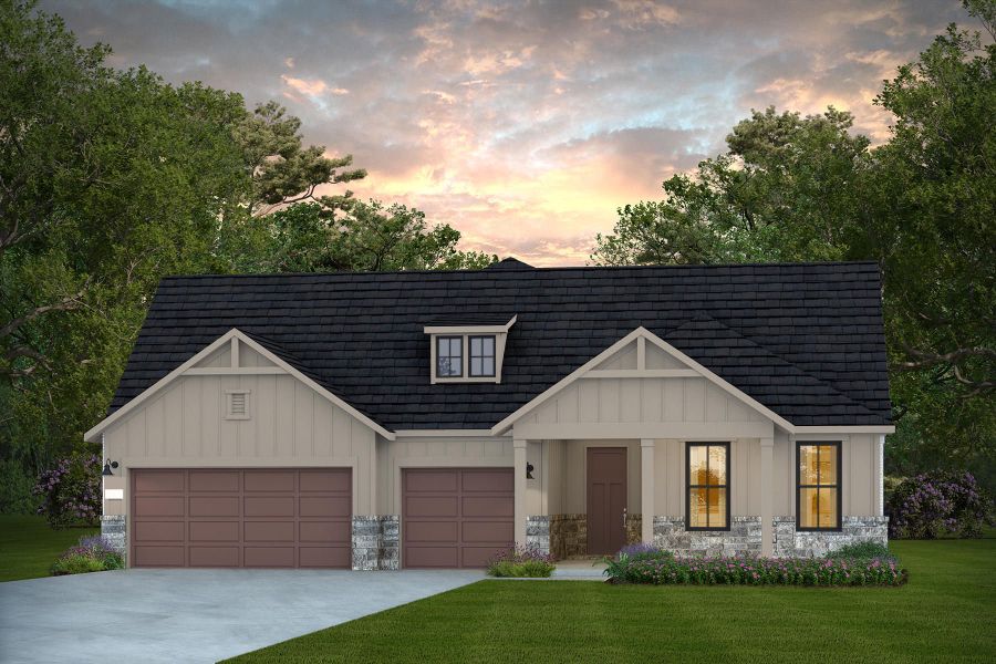 Representative exterior photo of a completed home built from the Renown by Del Webb in Del Webb Bridgeland, Cypress, TX (Image 12).