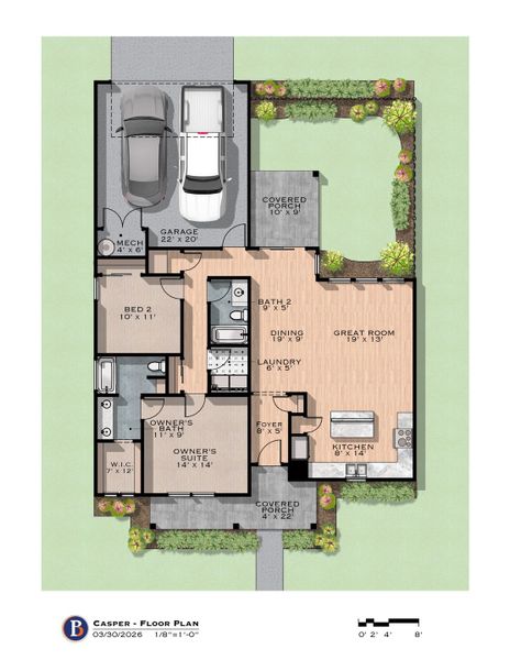 2D floor plan layout for the Casper by Perfection Builders in The Courtyards at Jacobs Farm, Wichita, KS (Image 3). 2D floor plan layout for the Casper by Perfection Builders in The Courtyards at Jacobs Farm, Wichita, KS (Image 3).
