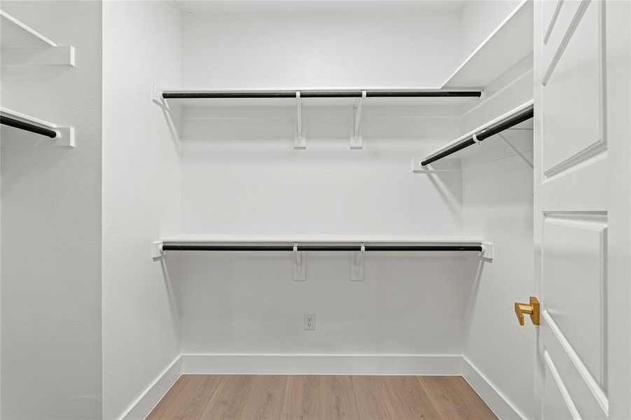 Spacious closet with light wood-type flooring