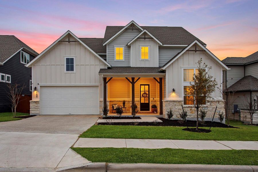 Craftsman house with a garage and covered porch