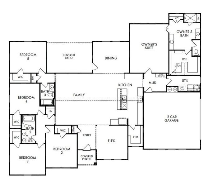 2D floor plan layout of this home in Estates of Palmer, Palmer, TX (Image 2).