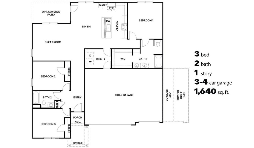 2D floor plan layout for the Agave - Traditions - A50A by D.R. Horton in Sycamore Vista, Vail, AZ (Image 3). 2D floor plan layout for the Agave - Traditions - A50A by D.R. Horton in Sycamore Vista, Vail, AZ (Image 3).