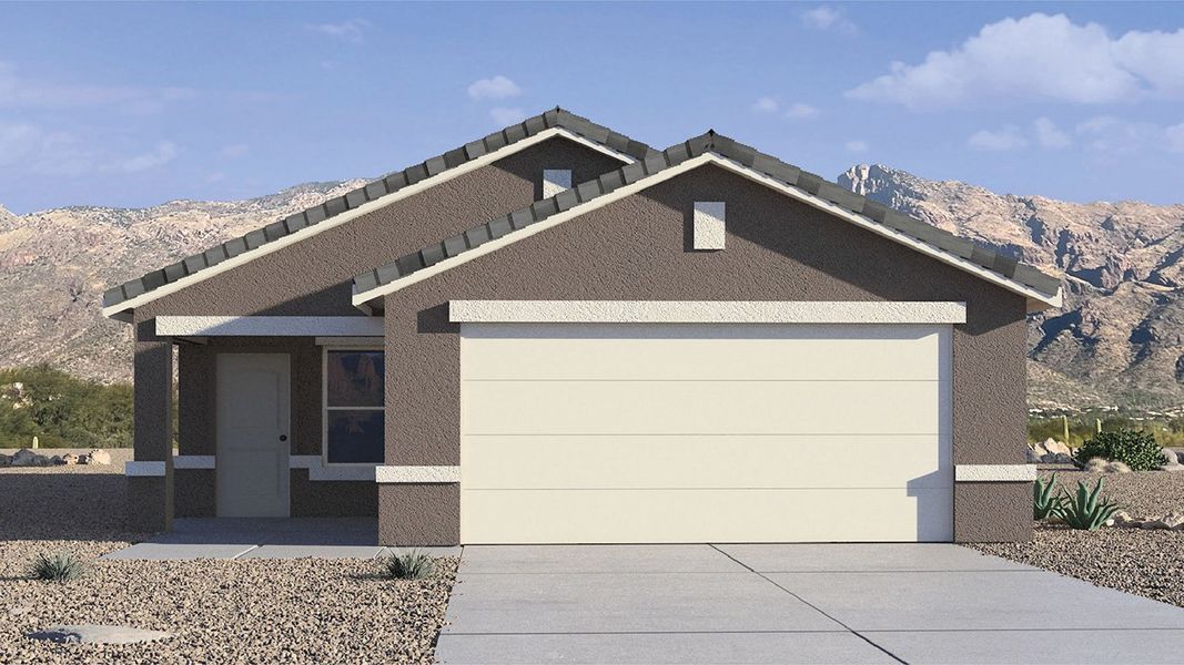 Representative exterior photo of a completed home built from the Amber by D.R. Horton in Coronet at Gladden Farms, Marana, AZ (Image 1).