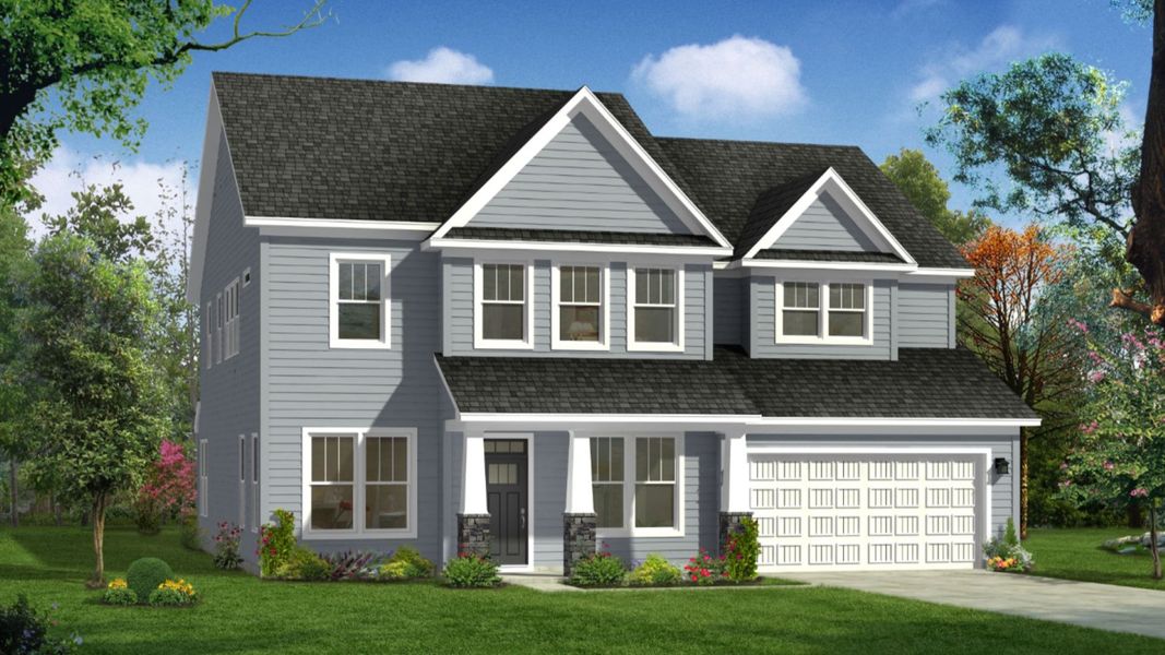 Representative exterior photo of a completed home built from the Stonehaven by DRB Homes in Pinebrook, Woodruff, SC (Image 19).