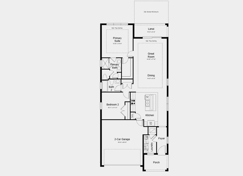 2D floor plan layout for the Salina by Taylor Morrison in Esplanade at Wellen Park, Englewood, FL (Image 3). 2D floor plan layout for the Salina by Taylor Morrison in Esplanade at Wellen Park, Englewood, FL (Image 3).