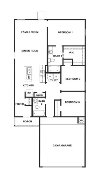 2D floor plan layout for the Atlanta by D.R. Horton in North Creek, Temple, TX (Image 3).