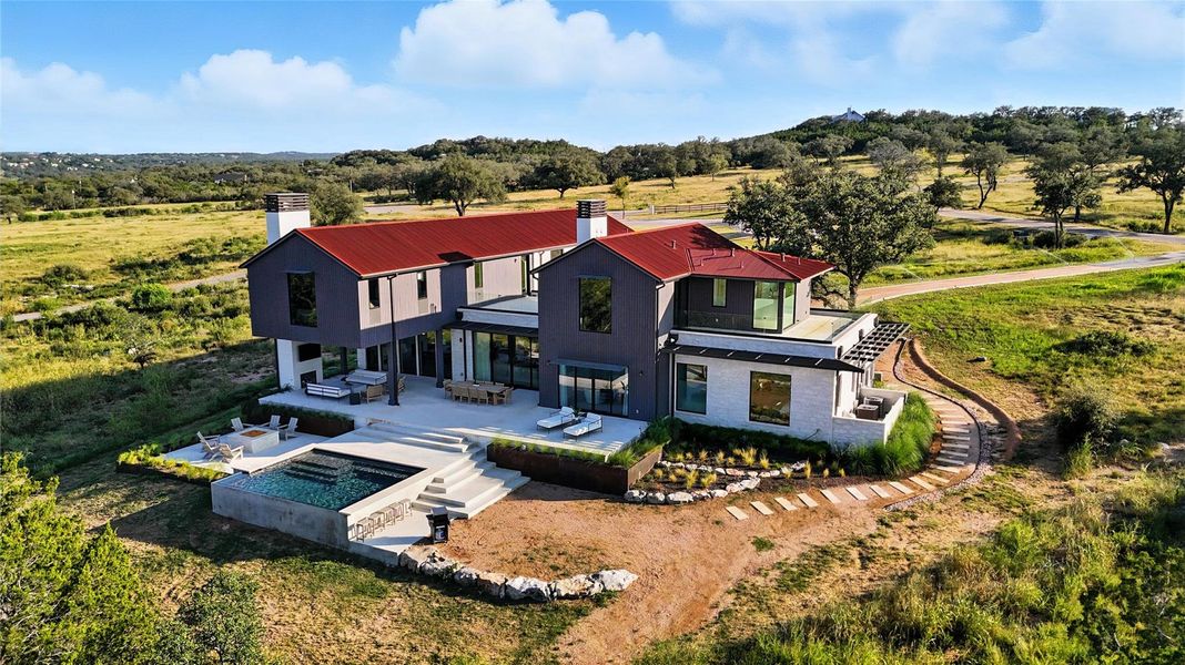 Aerial view of sparsely populated area