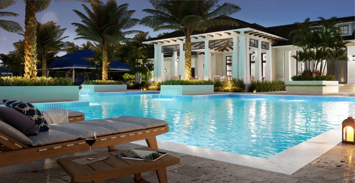 Relaxing Poolside at Dusk