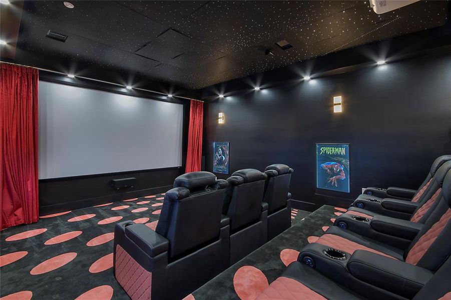 View of carpeted home theater