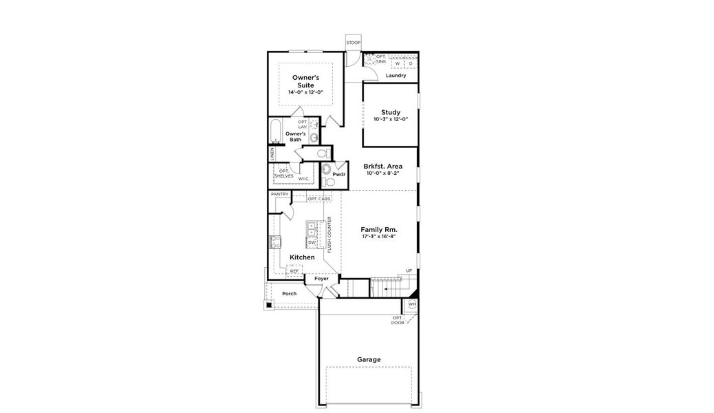 2D floor plan layout for the Mansfield by First America Homes in Cielo, Cut and Shoot, TX (Image 5).