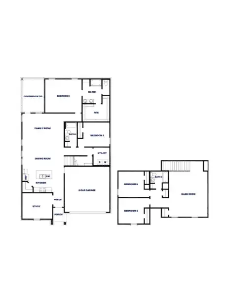 2D floor plan layout of this home in Grand Pines, Magnolia, TX (Image 3).