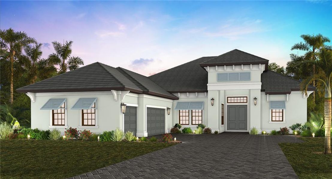 Front exterior of a new home in Tideline, Bradenton, FL, highlighting curb appeal (Image 1). Front exterior of a new home in Tideline, Bradenton, FL, highlighting curb appeal (Image 1).