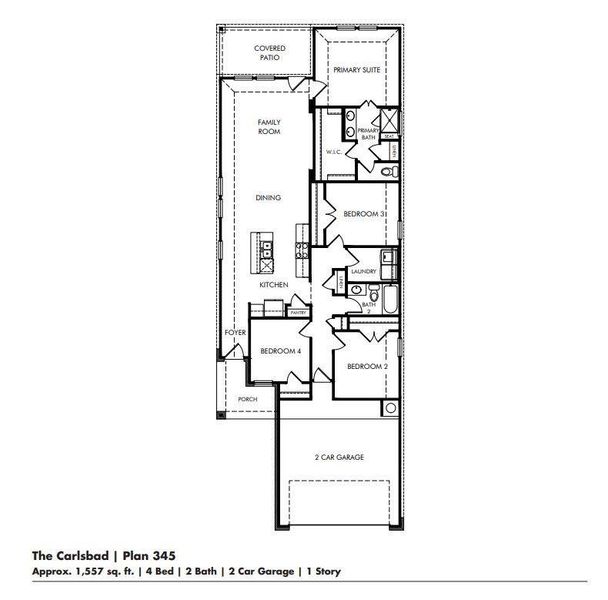 2D floor plan layout of this home in Landing Meadows - Traditional Series, New Caney, TX (Image 3).