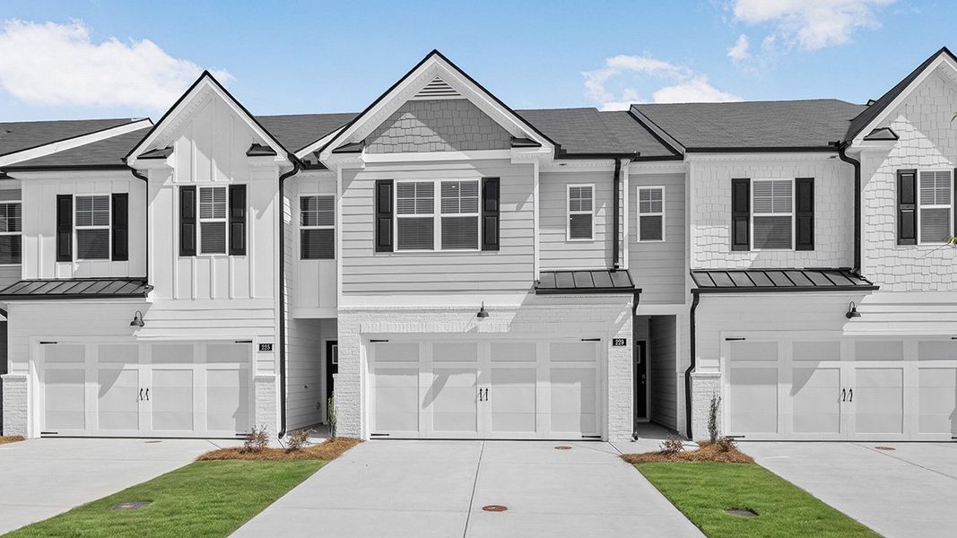 Front exterior of a new home in Echo Glen, Stockbridge, GA, highlighting curb appeal (Image 1). Front exterior of a new home in Echo Glen, Stockbridge, GA, highlighting curb appeal (Image 1).