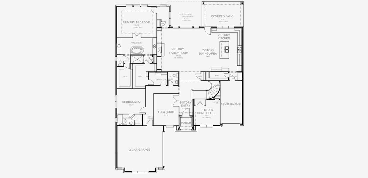 2D floor plan layout for the 4137W by Perry Homes in Jubilee 80', Hockley, TX (Image 3). 2D floor plan layout for the 4137W by Perry Homes in Jubilee 80', Hockley, TX (Image 3).