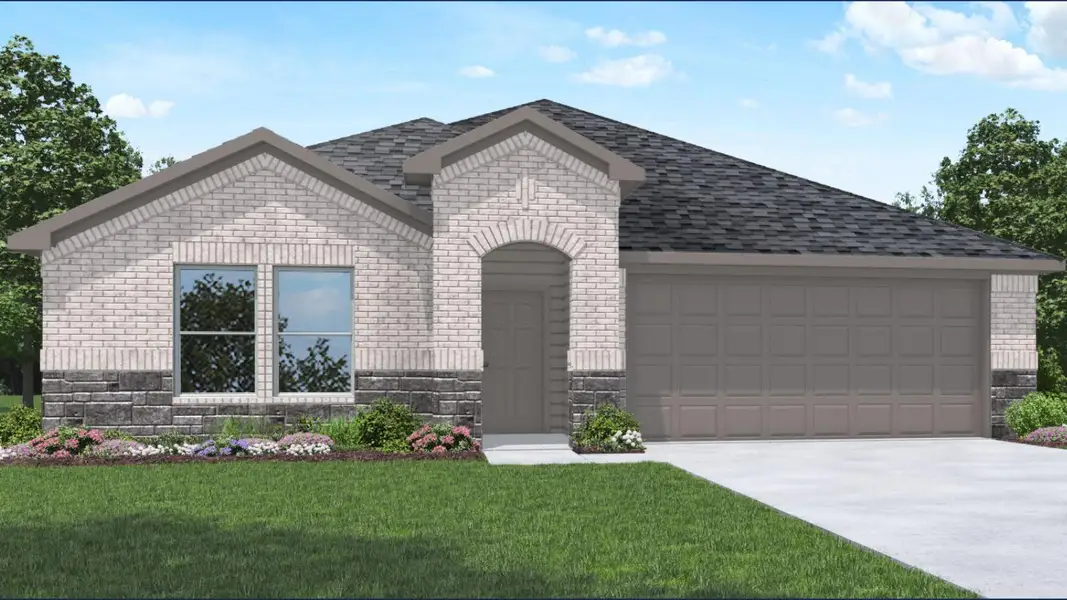 Front exterior of a new home in Newport Pointe, Crosby, TX, highlighting curb appeal (Image 1). Front exterior of a new home in Newport Pointe, Crosby, TX, highlighting curb appeal (Image 1).