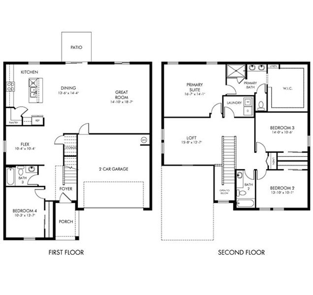 2D floor plan layout of this home in Meritage Homes at Terra Lago - Classic Series, Indiantown, FL (Image 3).