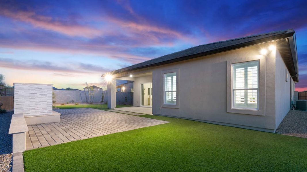 Exterior details and patio area of a home in The Ridge at Stone Butte, Phoenix (Image 23).