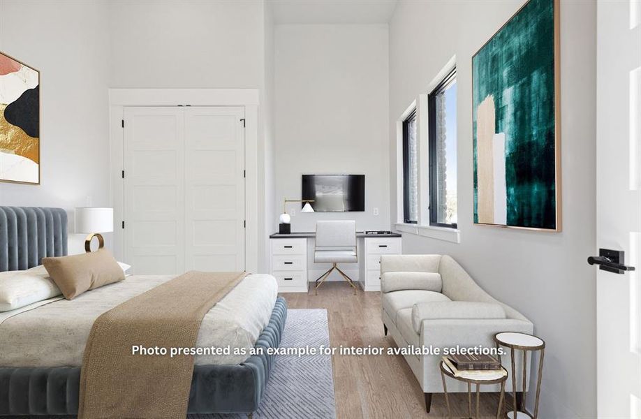 Bedroom featuring hardwood / wood-style flooring, a closet, and radiator