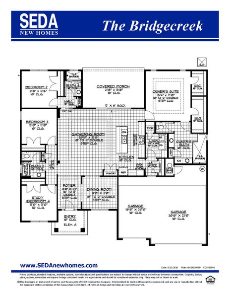 2D floor plan layout for the Bridgecreek by SEDA New Homes in Sandy Bluff, Yulee, FL (Image 3).