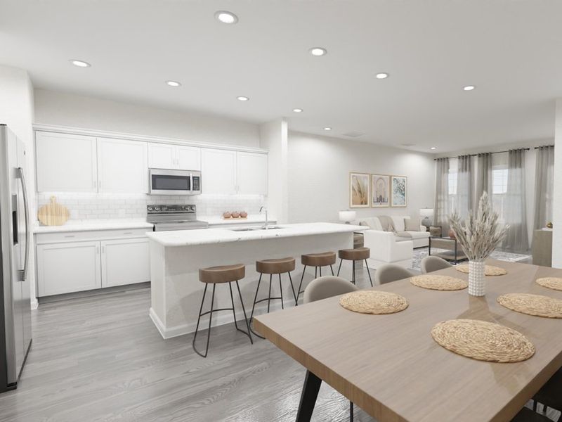 You will love your new kitchen with a counter-height island and pantry. (Artist`s rendering)