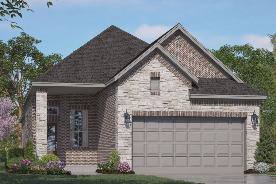 Representative exterior photo of a completed home built from the Berkley by Chesmar Homes in Jordan Ranch 40's, Fulshear, TX (Image 10).