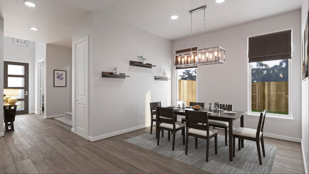 Furnished interior view inside a new home in 6 Creeks, Kyle (Image 3).