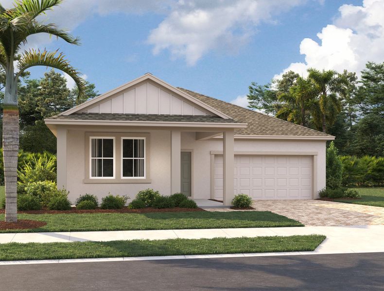 Representative exterior photo of a completed home built from the Douglas by Ashton Woods in Catamaran Cove Traditional, Rockledge, FL (Image 14).