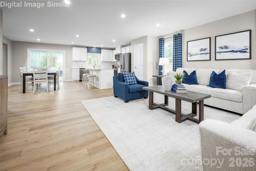 A wide-open layout where the dinette, kitchen, and great room come together effortlessly.