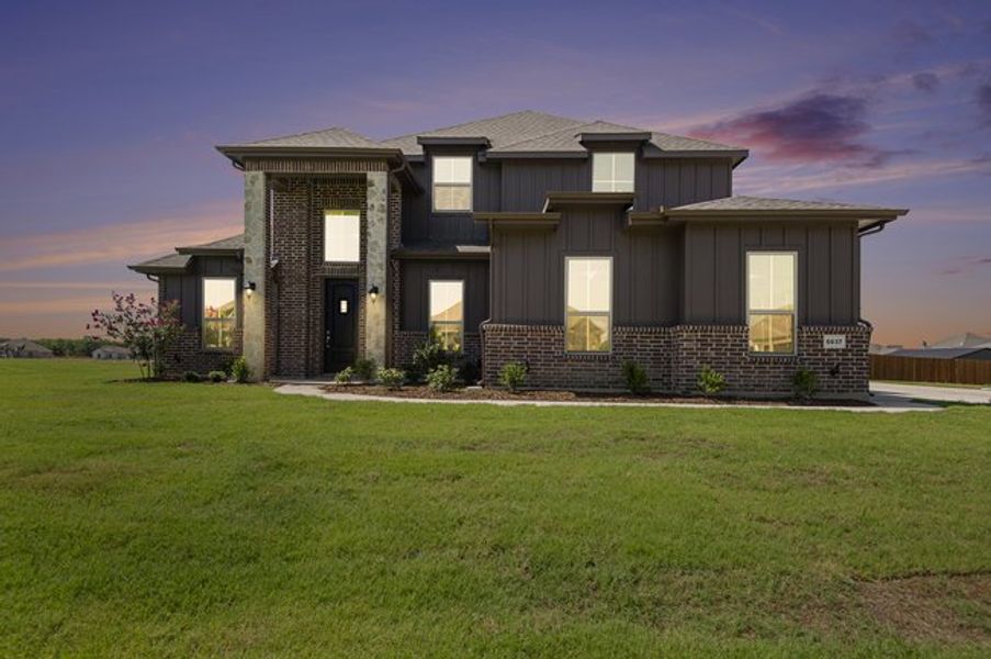Representative exterior photo of a completed home built from the The Cottonwood by Sumeer Homes in Stone Henge II, Sanger, TX (Image 1). Representative exterior photo of a completed home built from the The Cottonwood by Sumeer Homes in Stone Henge II, Sanger, TX (Image 1).