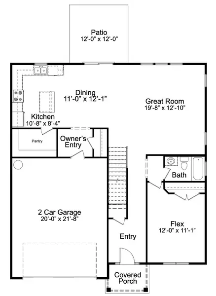 2D floor plan layout for the Westin A by JC Jackson Homes,LLC in Heritage Pointe, Newport, NC (Image 5).