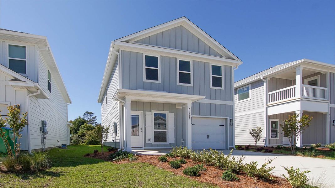 Representative exterior photo of a completed home built from the Norfolk by D.R. Horton in Colonial East, Panama City Beach, FL (Image 2). Representative exterior photo of a completed home built from the Norfolk by D.R. Horton in Colonial East, Panama City Beach, FL (Image 2).