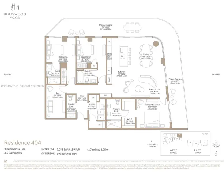 2D floor plan layout of this home in , Hollywood, FL (Image 4).