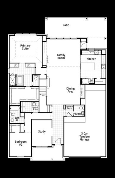 2D floor plan layout for the Millbeck by Highland Homes in Mantua Point, Van Alstyne, TX (Image 6).