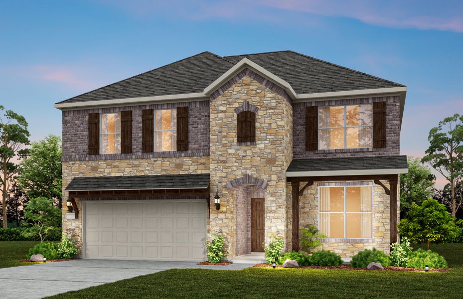 Representative exterior photo of a completed home built from the Sondra by Pulte Homes in Ribbonwood, Aubrey, TX (Image 2).