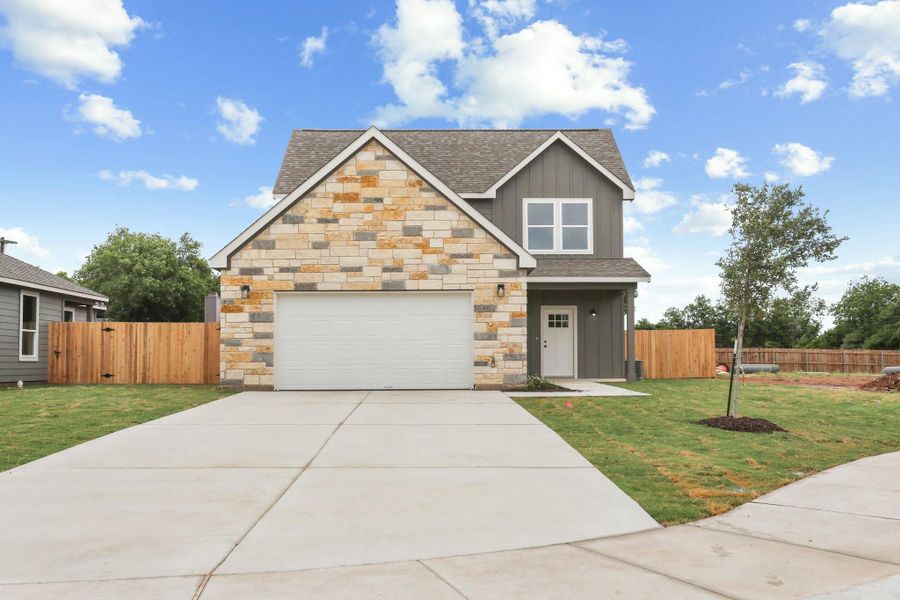 Front View of two story home located at the end of the cul-de-sac