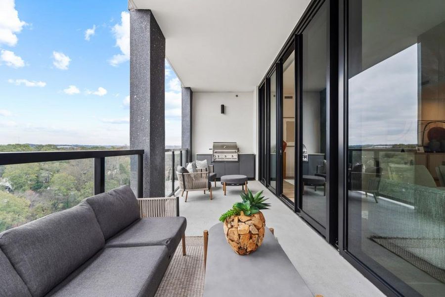 Exterior details and patio area of a home in The Dillon Buckhead, Atlanta (Image 2). Exterior details and patio area of a home in The Dillon Buckhead, Atlanta (Image 2).