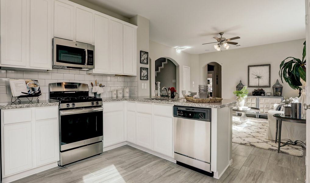 Kitchen overlooks family room