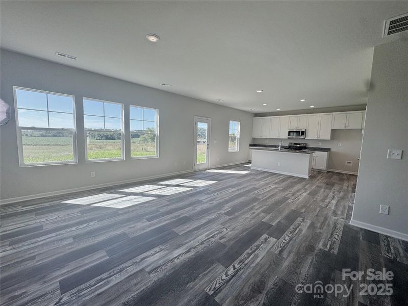 Living area to kitchen