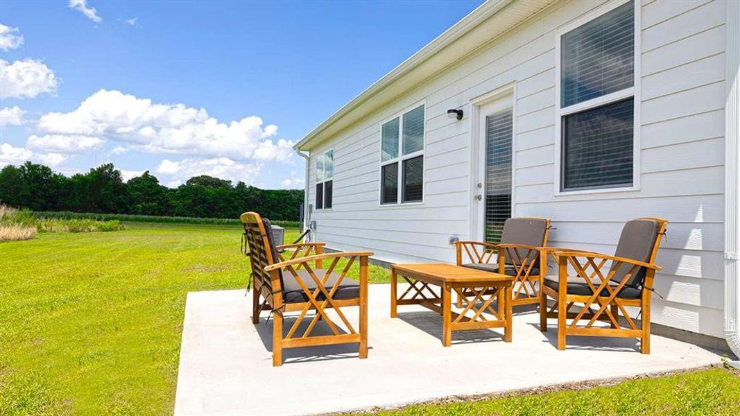 Exterior details and patio area of a home in The Preserve at Agricultural Village, Perry (Image 2). Exterior details and patio area of a home in The Preserve at Agricultural Village, Perry (Image 2).