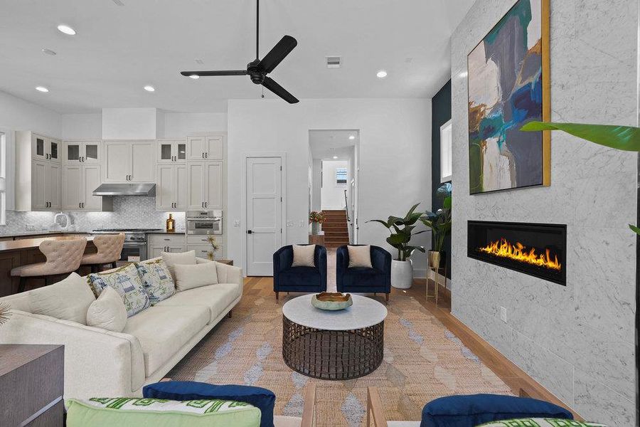 Furnished interior view inside a new home in Spyglass, Austin (Image 11). Furnished interior view inside a new home in Spyglass, Austin (Image 11).