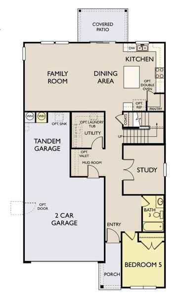 2D floor plan layout of this home in Patterson Ranch, Georgetown, TX (Image 6).