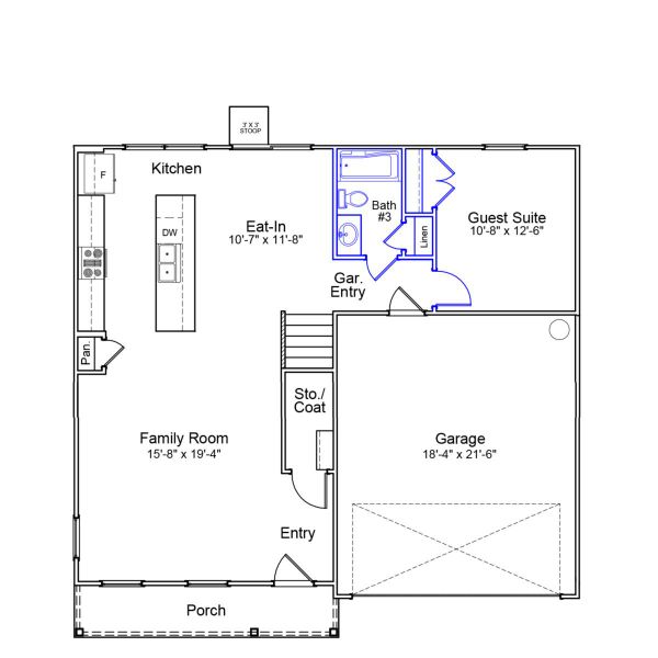2D floor plan layout of this home in Golden Ridge, Youngsville, NC (Image 2). 2D floor plan layout of this home in Golden Ridge, Youngsville, NC (Image 2).