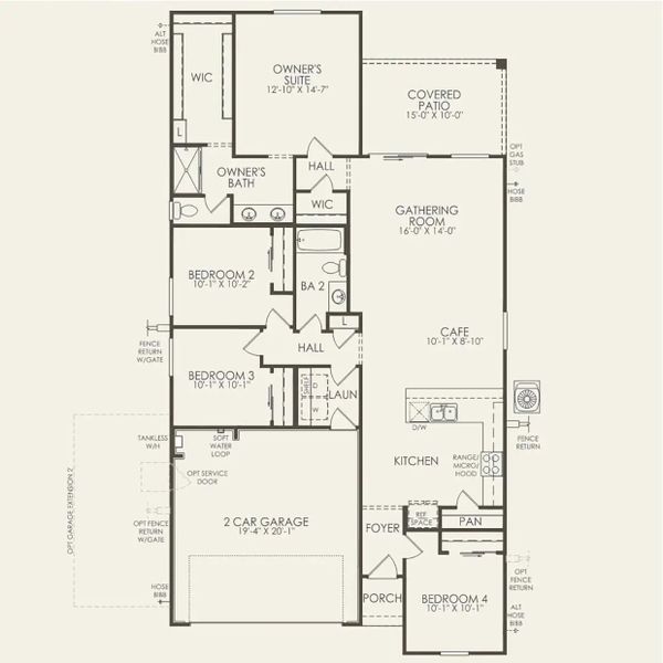 2D floor plan layout of this home in Festival Foothills, Buckeye, AZ (Image 4).
