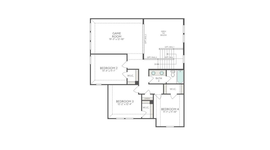 2D floor plan layout for the Juniper by Tri Pointe Homes in Landmark, Denton, TX (Image 5).
