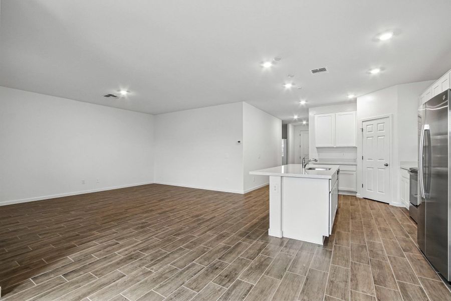 Great room and kitchen Great room and kitchen