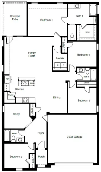 2D floor plan layout of this home in Rosewood at Beltmill, Fort Worth, TX (Image 4).